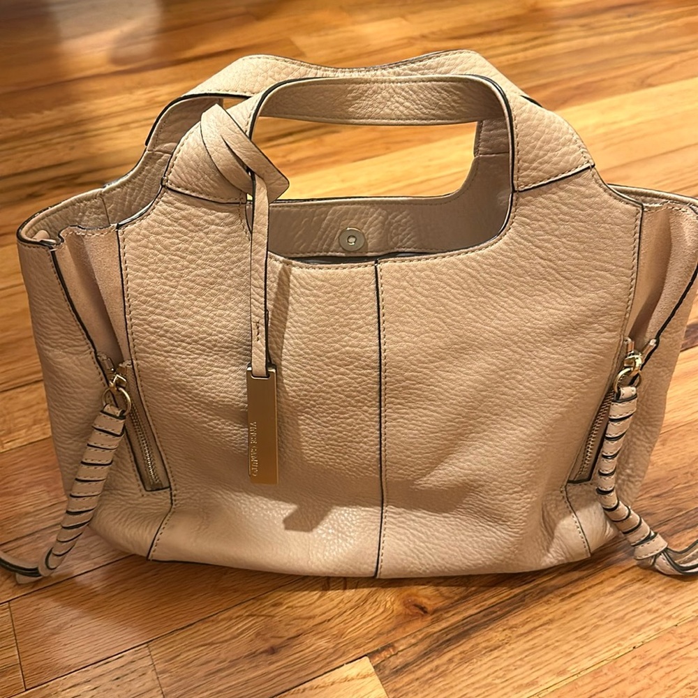 Vince Camuto Beige Leather Tote Bag